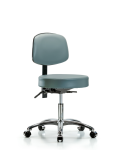 Vinyl Stool with Back Chrome - Desk Height with Seat Tilt & Casters in Storm Supernova Vinyl VDHST-CR-T1-CC-8822