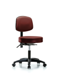 Vinyl Stool with Back - Desk Height with Casters in Taupe Supernova Vinyl VDHST-RG-T0-RC-8815