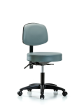 Vinyl Stool with Back - Desk Height with Casters in Storm Supernova Vinyl VDHST-RG-T0-RC-8822