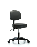 Vinyl Stool with Back - Desk Height with Casters in Carbon Supernova Vinyl VDHST-RG-T0-RC-8823