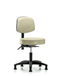 Vinyl Stool with Back - Desk Height with Stationary Glides in Adobe White Trailblazer Vinyl VDHST-RG-T0-RG-8501