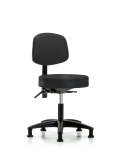 Vinyl Stool with Back - Desk Height with Stationary Glides in Black Trailblazer Vinyl VDHST-RG-T0-RG-8540