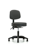 Vinyl Stool with Back - Desk Height with Stationary Glides in Charcoal Trailblazer Vinyl VDHST-RG-T0-RG-8605