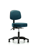 Vinyl Stool with Back - Desk Height with Stationary Glides in Marine Blue Supernova Vinyl VDHST-RG-T0-RG-8801