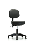 Vinyl Stool with Back - Desk Height with Stationary Glides in Carbon Supernova Vinyl VDHST-RG-T0-RG-8823