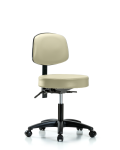 Vinyl Stool with Back - Desk Height with Seat Tilt & Casters in Adobe White Trailblazer Vinyl VDHST-RG-T1-RC-8501