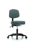 Vinyl Stool with Back - Desk Height with Seat Tilt & Casters in Colonial Blue Trailblazer Vinyl VDHST-RG-T1-RC-8546