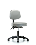 Vinyl Stool with Back - Desk Height with Seat Tilt & Casters in Dove Trailblazer Vinyl VDHST-RG-T1-RC-8567