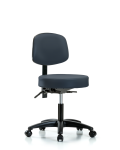 Vinyl Stool with Back - Desk Height with Seat Tilt & Casters in Imperial Blue Trailblazer Vinyl VDHST-RG-T1-RC-8582