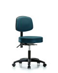 Vinyl Stool with Back - Desk Height with Seat Tilt & Casters in Marine Blue Supernova Vinyl VDHST-RG-T1-RC-8801