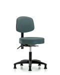 Vinyl Stool with Back - Desk Height with Seat Tilt & Stationary Glides in Colonial Blue Trailblazer Vinyl VDHST-RG-T1-RG-8546