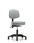 Vinyl Stool with Back - Desk Height with Seat Tilt & Stationary Glides in Dove Trailblazer Vinyl VDHST-RG-T1-RG-8567