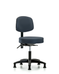 Vinyl Stool with Back - Desk Height with Seat Tilt & Stationary Glides in Imperial Blue Trailblazer Vinyl VDHST-RG-T1-RG-8582
