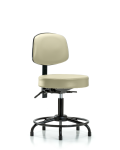 Vinyl Stool with Back - Desk Height with Round Tube Base & Stationary Glides in Adobe White Trailblazer Vinyl VDHST-RT-T0-RG-8501