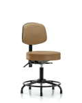 Vinyl Stool with Back - Desk Height with Round Tube Base & Stationary Glides in Taupe Trailblazer Vinyl VDHST-RT-T0-RG-8584