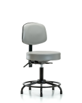 Vinyl Stool with Back - Desk Height with Round Tube Base & Stationary Glides in Sterling Supernova Vinyl VDHST-RT-T0-RG-8840