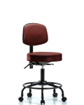 Vinyl Stool with Back - Desk Height with Round Tube Base, Seat Tilt, & Casters in Taupe Supernova Vinyl VDHST-RT-T1-RC-8815