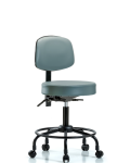Vinyl Stool with Back - Desk Height with Round Tube Base, Seat Tilt, & Casters in Storm Supernova Vinyl VDHST-RT-T1-RC-8822