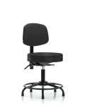 Vinyl Stool with Back - Desk Height with Round Tube Base, Seat Tilt, & Stationary Glides in Black Trailblazer Vinyl VDHST-RT-T1-RG-8540