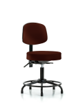 Vinyl Stool with Back - Desk Height with Round Tube Base, Seat Tilt, & Stationary Glides in Burgundy Trailblazer Vinyl VDHST-RT-T1-RG-8569