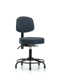 Vinyl Stool with Back - Desk Height with Round Tube Base, Seat Tilt, & Stationary Glides in Imperial Blue Trailblazer Vinyl VDHST-RT-T1-RG-8582
