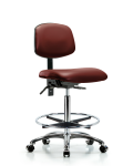 Vinyl Chair Chrome - High Bench Height with Chrome Foot Ring & Casters in Borscht Supernova Vinyl VHBCH-CR-T0-A0-CF-CC-8815
