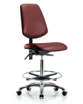 Vinyl Chair Chrome - High Bench Height with Medium Back, Chrome Foot Ring, & Casters in Borscht Supernova Vinyl VHBCH-MB-CR-T0-A0-CF-CC-8815