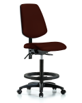 Vinyl Chair - High Bench Height with Medium Back, Black Foot Ring, & Casters in Burgundy Trailblazer Vinyl VHBCH-MB-RG-T0-A0-BF-RC-8569