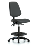 Vinyl Chair - High Bench Height with Medium Back, Black Foot Ring, & Casters in Charcoal Trailblazer Vinyl VHBCH-MB-RG-T0-A0-BF-RC-8605