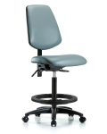 Vinyl Chair - High Bench Height with Medium Back, Black Foot Ring, & Casters in Storm Supernova Vinyl VHBCH-MB-RG-T0-A0-BF-RC-8822