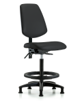 Vinyl Chair - High Bench Height with Medium Back, Black Foot Ring, & Stationary Glides in Black Trailblazer Vinyl VHBCH-MB-RG-T0-A0-BF-RG-8540