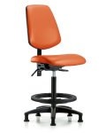 Vinyl Chair - High Bench Height with Medium Back, Black Foot Ring, & Stationary Glides in Orange Kist Trailblazer Vinyl VHBCH-MB-RG-T0-A0-BF-RG-8613
