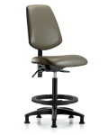 Vinyl Chair - High Bench Height with Medium Back, Black Foot Ring, & Stationary Glides in Taupe Supernova Vinyl VHBCH-MB-RG-T0-A0-BF-RG-8809