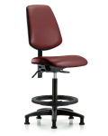 Vinyl Chair - High Bench Height with Medium Back, Black Foot Ring, & Stationary Glides in Borscht Supernova Vinyl VHBCH-MB-RG-T0-A0-BF-RG-8815