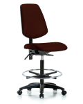 Vinyl Chair - High Bench Height with Medium Back, Chrome Foot Ring, & Casters in Burgundy Trailblazer Vinyl VHBCH-MB-RG-T0-A0-CF-RC-8569