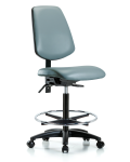 Vinyl Chair - High Bench Height with Medium Back, Chrome Foot Ring, & Casters in Storm Supernova Vinyl VHBCH-MB-RG-T0-A0-CF-RC-8822