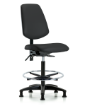 Vinyl Chair - High Bench Height with Medium Back, Chrome Foot Ring, & Stationary Glides in Black Trailblazer Vinyl VHBCH-MB-RG-T0-A0-CF-RG-8540