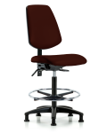 Vinyl Chair - High Bench Height with Medium Back, Chrome Foot Ring, & Stationary Glides in Burgundy Trailblazer Vinyl VHBCH-MB-RG-T0-A0-CF-RG-8569
