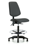 Vinyl Chair - High Bench Height with Medium Back, Chrome Foot Ring, & Stationary Glides in Charcoal Trailblazer Vinyl VHBCH-MB-RG-T0-A0-CF-RG-8605
