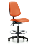 Vinyl Chair - High Bench Height with Medium Back, Chrome Foot Ring, & Stationary Glides in Orange Kist Trailblazer Vinyl VHBCH-MB-RG-T0-A0-CF-RG-8613