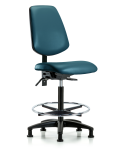 Vinyl Chair - High Bench Height with Medium Back, Chrome Foot Ring, & Stationary Glides in Marine Blue Supernova Vinyl VHBCH-MB-RG-T0-A0-CF-RG-8801