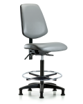 Vinyl Chair - High Bench Height with Medium Back, Chrome Foot Ring, & Stationary Glides in Sterling Supernova Vinyl VHBCH-MB-RG-T0-A0-CF-RG-8840