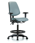 Vinyl Chair - High Bench Height with Medium Back, Adjustable Arms, Black Foot Ring, & Casters in Storm Supernova Vinyl VHBCH-MB-RG-T0-A1-BF-RC-8822