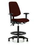 Vinyl Chair - High Bench Height with Medium Back, Adjustable Arms, Black Foot Ring, & Stationary Glides in Burgundy Trailblazer Vinyl VHBCH-MB-RG-T0-A1-BF-RG-8569