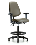Vinyl Chair - High Bench Height with Medium Back, Adjustable Arms, Black Foot Ring, & Stationary Glides in Taupe Supernova Vinyl VHBCH-MB-RG-T0-A1-BF-RG-8809