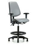 Vinyl Chair - High Bench Height with Medium Back, Adjustable Arms, Black Foot Ring, & Stationary Glides in Sterling Supernova Vinyl VHBCH-MB-RG-T0-A1-BF-RG-8840