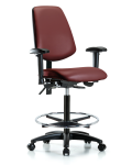 Vinyl Chair - High Bench Height with Medium Back, Adjustable Arms, Chrome Foot Ring, & Casters in Borscht Supernova Vinyl VHBCH-MB-RG-T0-A1-CF-RC-8815