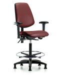 Vinyl Chair - High Bench Height with Medium Back, Adjustable Arms, Chrome Foot Ring, & Stationary Glides in Borscht Supernova Vinyl VHBCH-MB-RG-T0-A1-CF-RG-8815