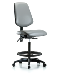 Vinyl Chair - High Bench Height with Medium Back, Seat Tilt, Black Foot Ring, & Casters in Sterling Supernova Vinyl VHBCH-MB-RG-T1-A0-BF-RC-8840