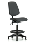 Vinyl Chair - High Bench Height with Medium Back, Seat Tilt, Black Foot Ring, & Stationary Glides in Charcoal Trailblazer Vinyl VHBCH-MB-RG-T1-A0-BF-RG-8605